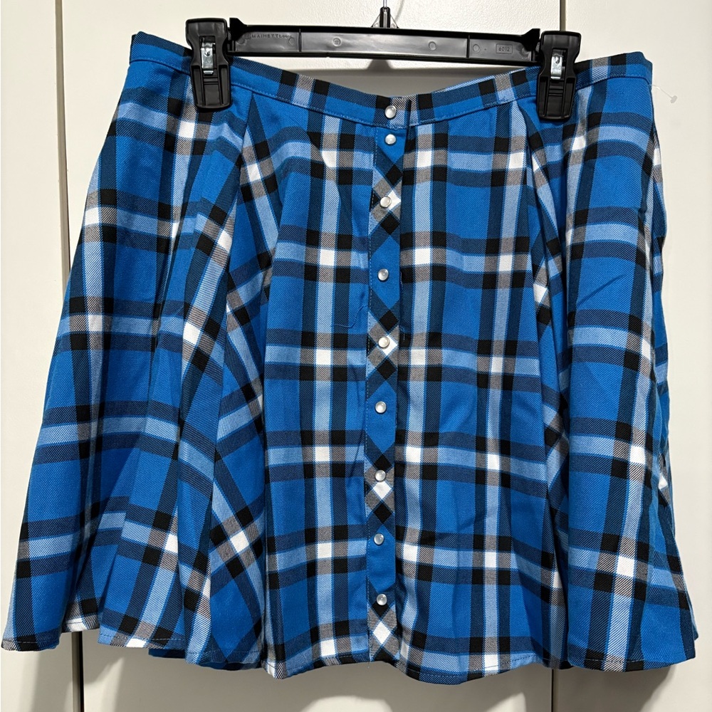 DIXXON “Lapis” Blue Plaid Skater Skirt
